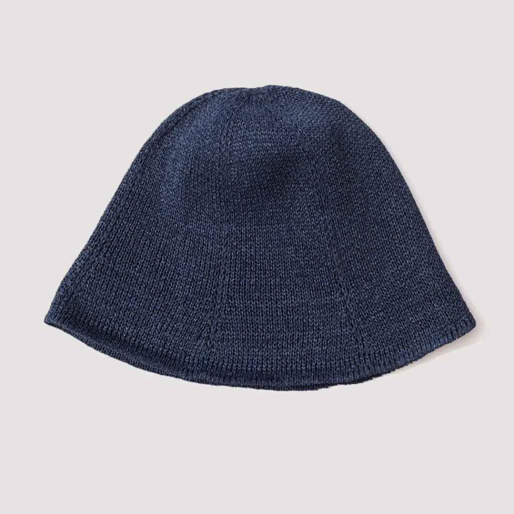 Headwear|Found Feather Knit Tulip Hat - Indigo