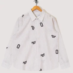 Shirts|Pop Trading Company Letters Striped Pop Shirt - White Linen