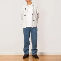 Shirts|Pop Trading Company Letters Striped Pop Shirt - White Linen