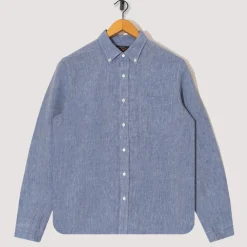 Shirts|Beams Plus Linen Chambray Shirt - Blue