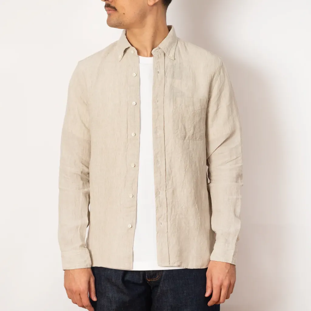 Shirts|Beams Plus Linen Chambray Shirt - Natural