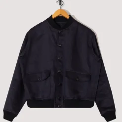 Jackets|Kaptain Sunshine Linen Flight Jacket - Navy