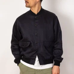 Jackets|Kaptain Sunshine Linen Flight Jacket - Navy