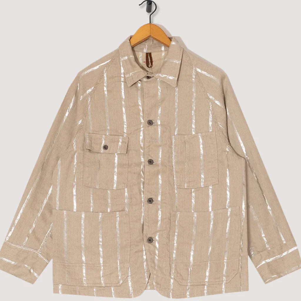 Jackets|Kapital Linen Glitter Phillies Stripe Cactus Coverall - Ecru