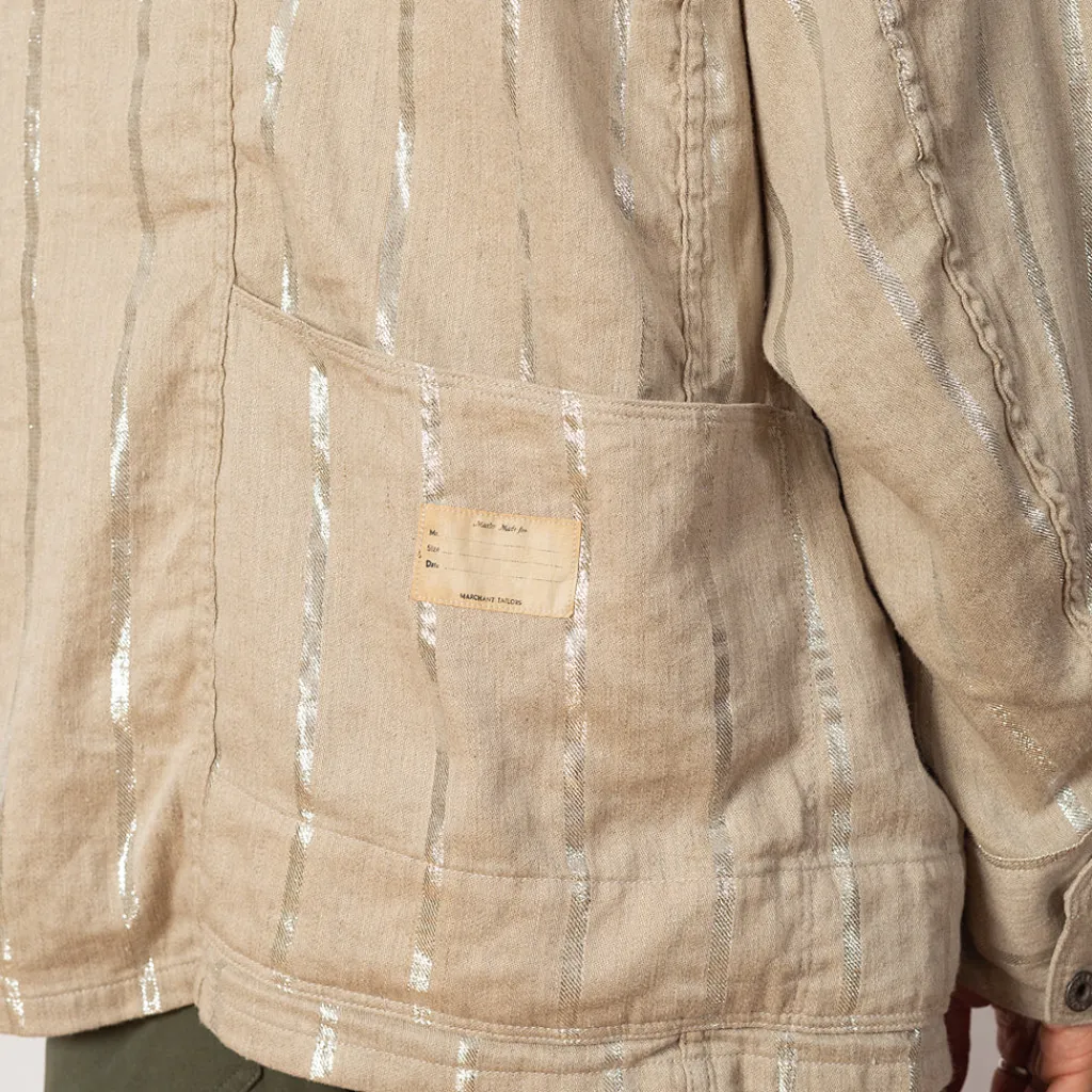 Jackets|Kapital Linen Glitter Phillies Stripe Cactus Coverall - Ecru