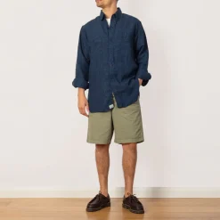 Shirts|OrSlow Linen Work Shirt - Indigo Check