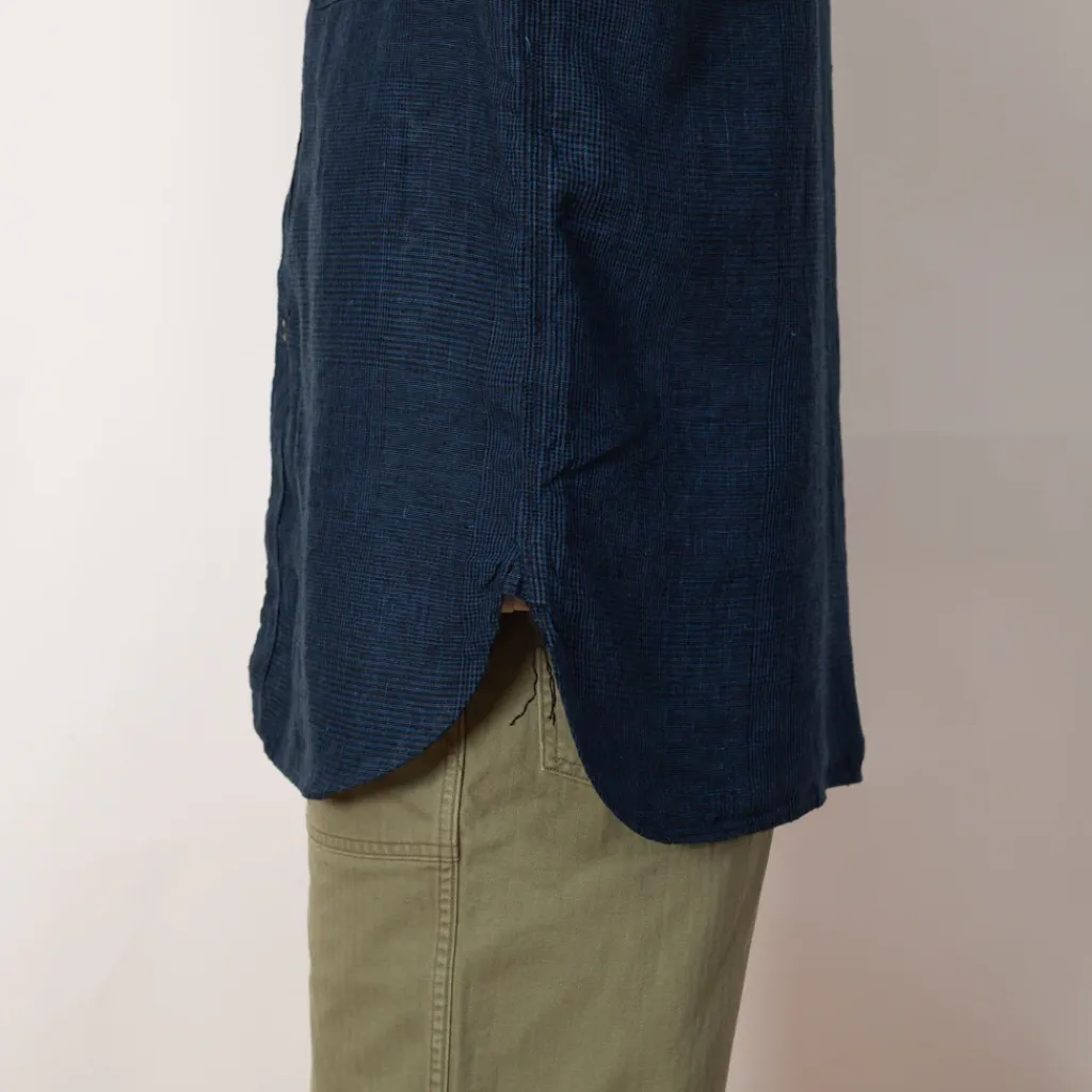 Shirts|OrSlow Linen Work Shirt - Indigo Check