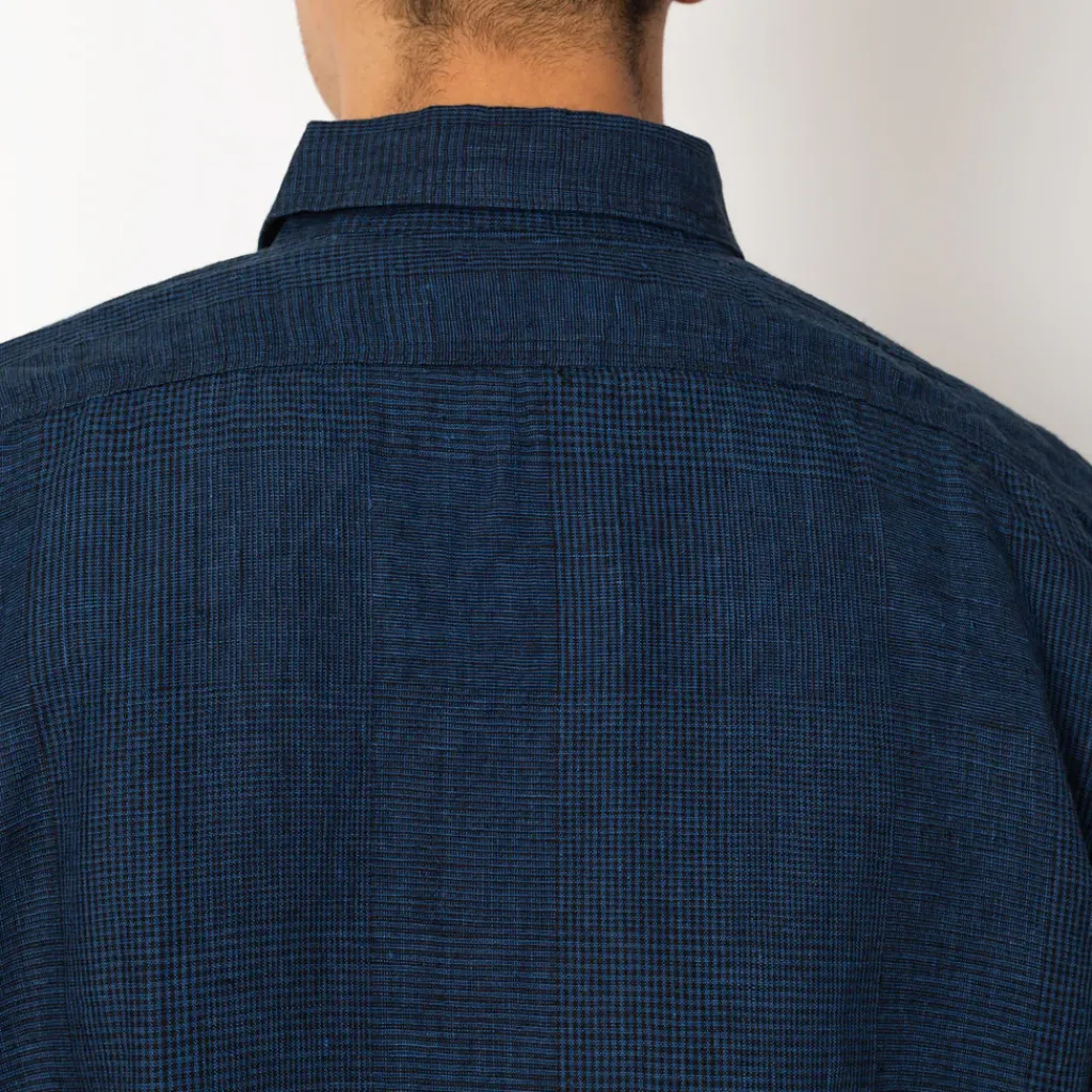 Shirts|OrSlow Linen Work Shirt - Indigo Check