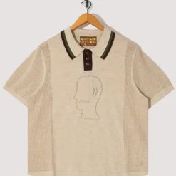 Shirts|Brain Dead Logo Head Pointelle Polo - Natural