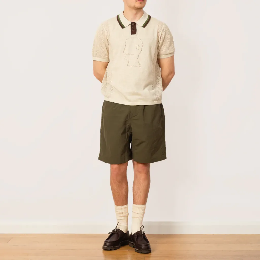 Shirts|Brain Dead Logo Head Pointelle Polo - Natural