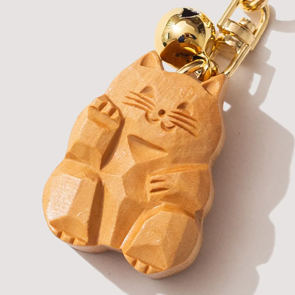 Lifestyle|Beams Japan Lucky Cat Key Chain - Wood