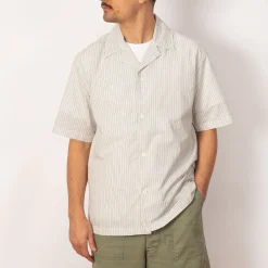 Shirts|Norse Projects Mads Poplin Stripe S/S Shirt - Ecru