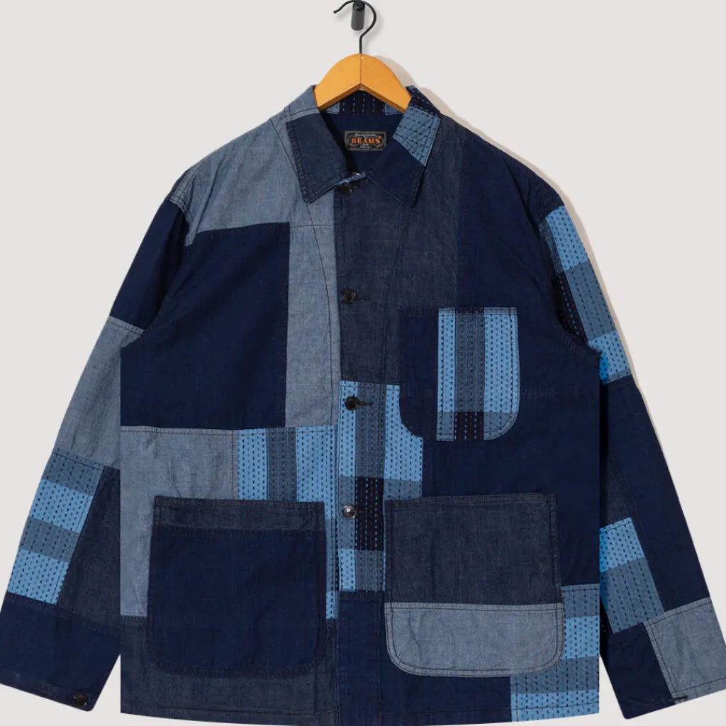 Jackets|Beams Plus MIL Chore Jacket - Indigo Patchwork