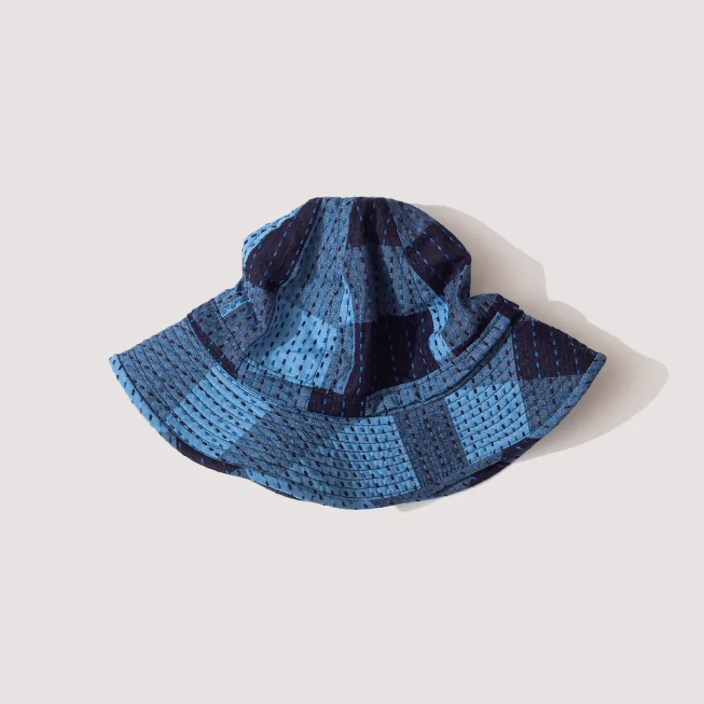 Headwear|Beams Plus MIL Hat Sashiko Plaid - Indigo