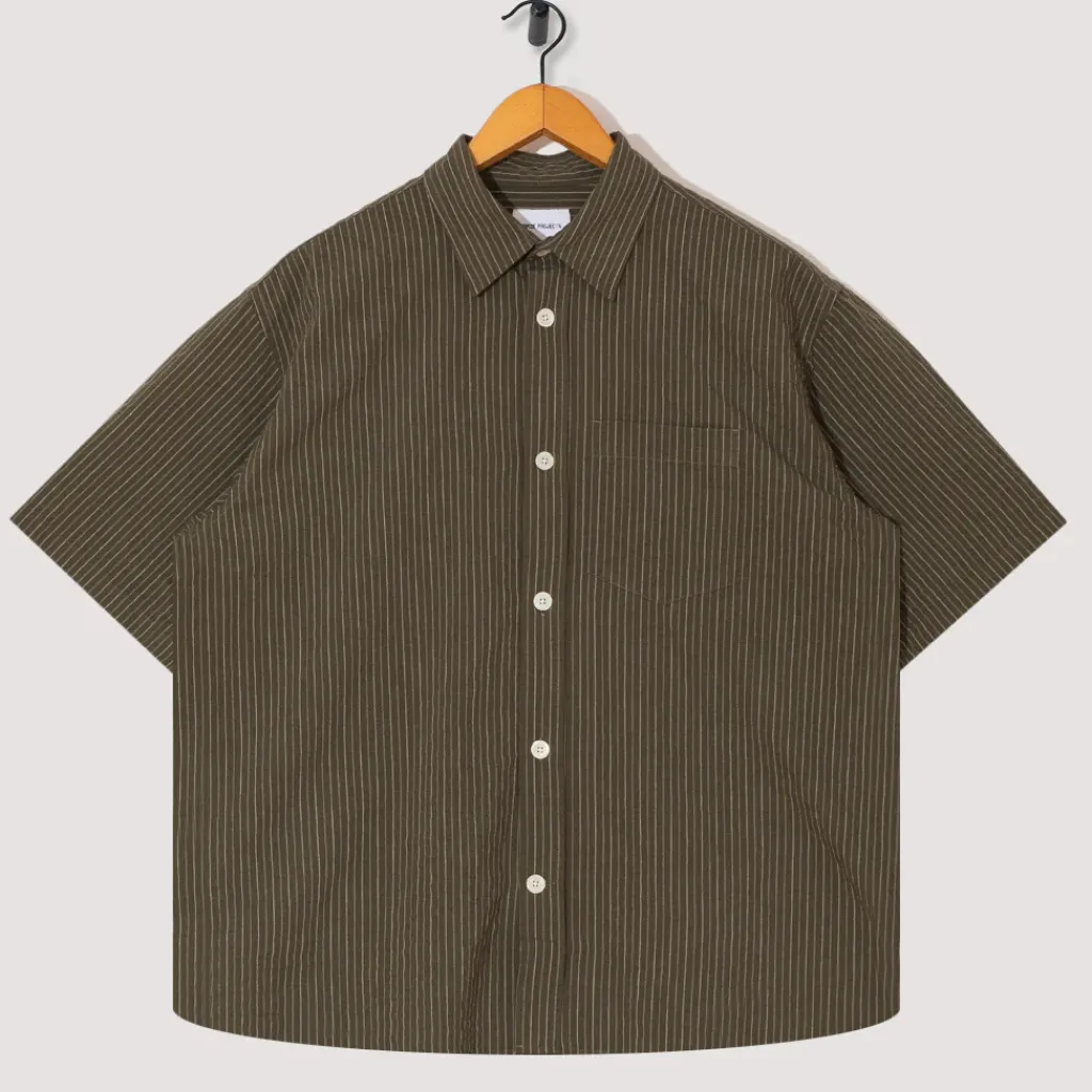 Shirts|Norse Projects Mo Oversized S/S Stripe Shirt - Moss Green