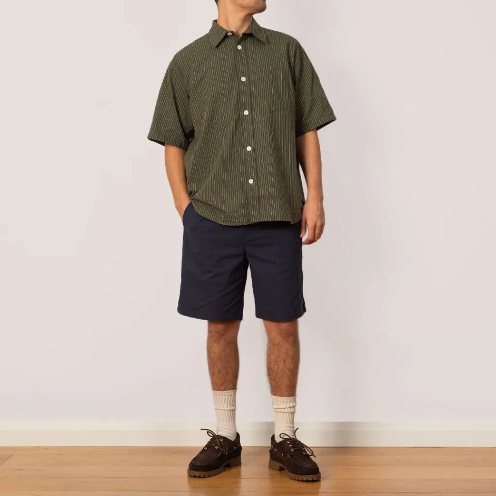 Shirts|Norse Projects Mo Oversized S/S Stripe Shirt - Moss Green