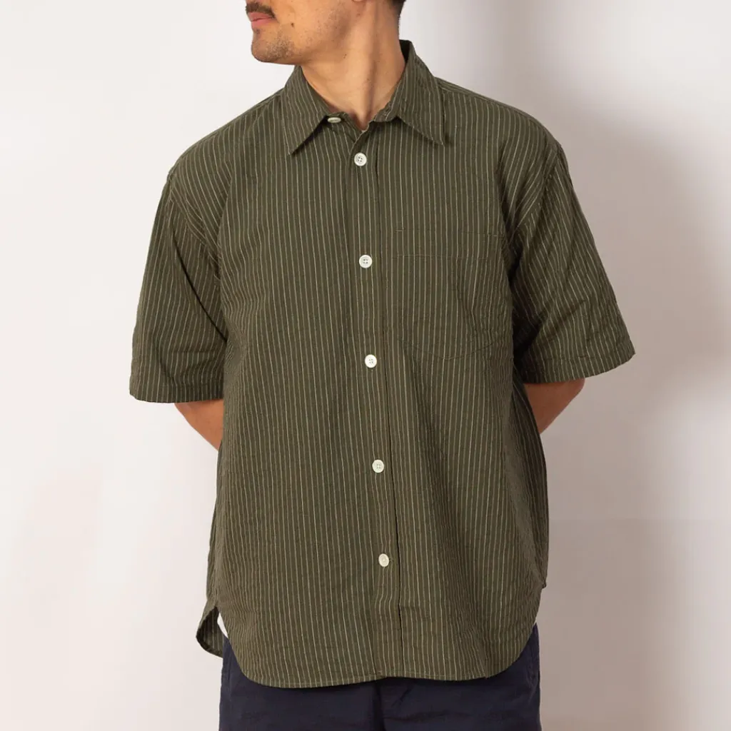 Shirts|Norse Projects Mo Oversized S/S Stripe Shirt - Moss Green
