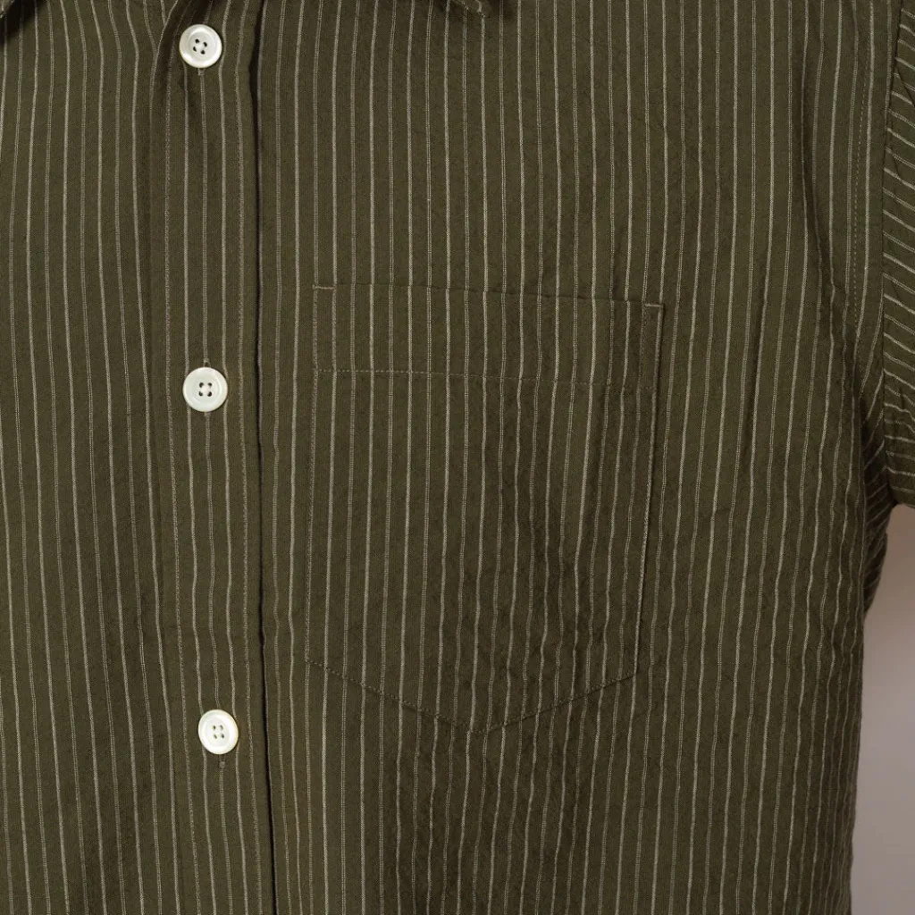 Shirts|Norse Projects Mo Oversized S/S Stripe Shirt - Moss Green