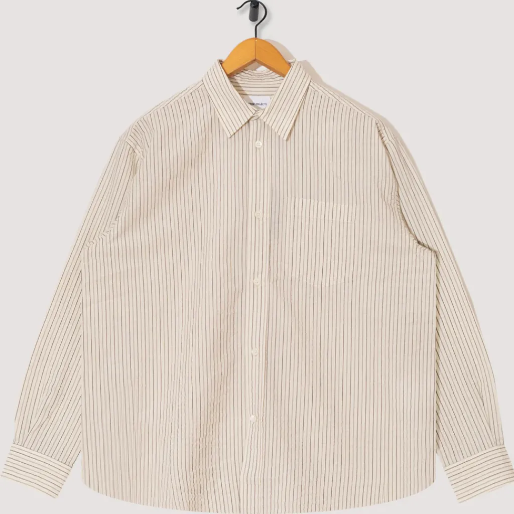 Shirts|Norse Projects Mo Oversized Stripe Shirt - Chestnut
