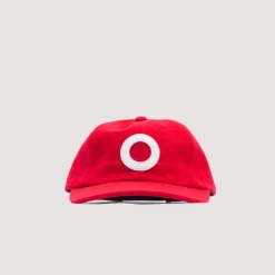 Headwear|Pop Trading Company O 6 Panel Cap - Haute Red/White