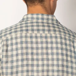 Shirts|Beams Plus Open Collar Plaid Shirt - Blue
