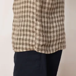 Shirts|Beams Plus Open Collar Plaid Shirt - Brown