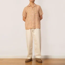 Shirts|Beams Plus Open Collar Plaid Shirt - Orange
