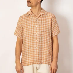 Shirts|Beams Plus Open Collar Plaid Shirt - Orange