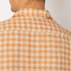 Shirts|Beams Plus Open Collar Plaid Shirt - Orange