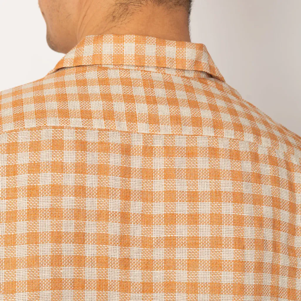 Shirts|Beams Plus Open Collar Plaid Shirt - Orange