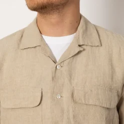 Shirts|Beams Plus Open Collar Shirt - Beige