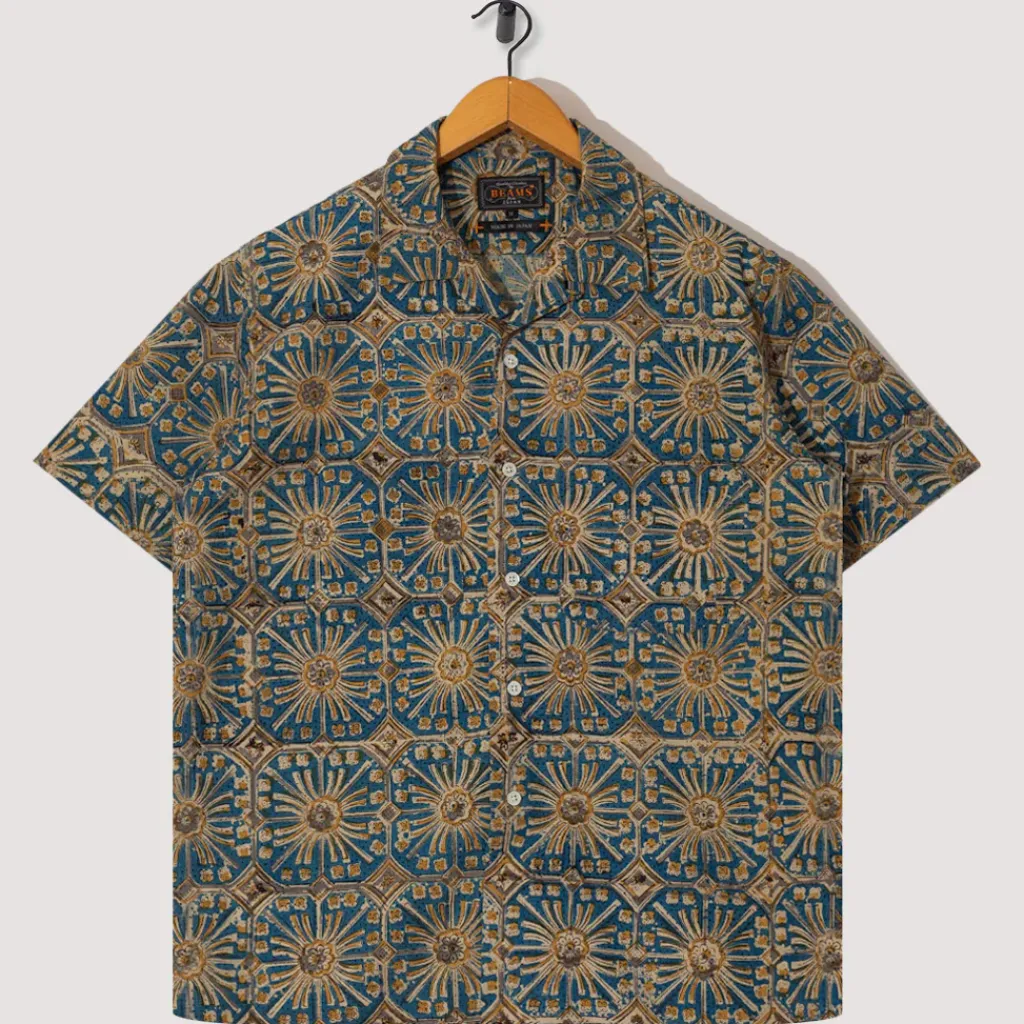 Shirts|Beams Plus Open Collar Shirt - Blue