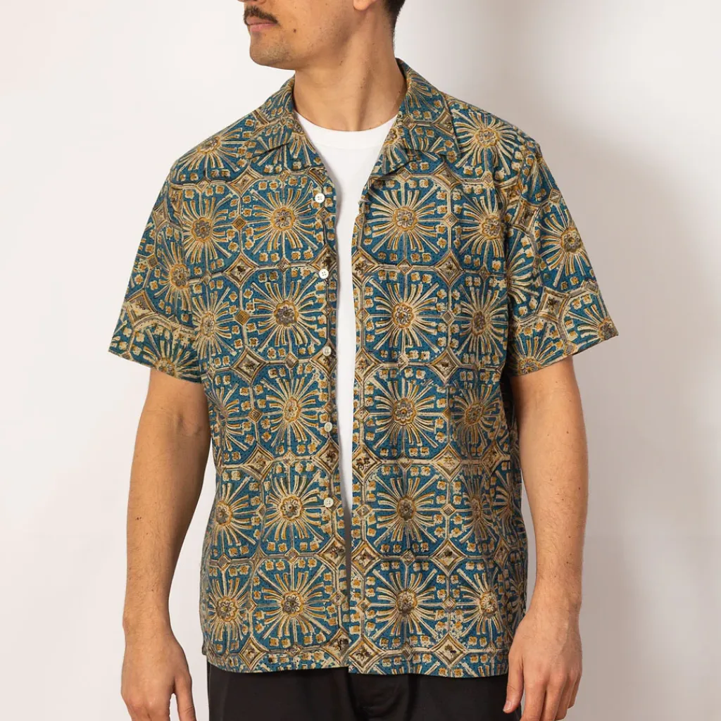 Shirts|Beams Plus Open Collar Shirt - Blue