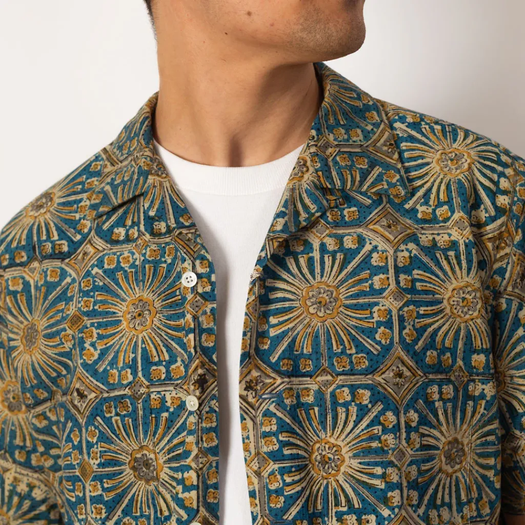 Shirts|Beams Plus Open Collar Shirt - Blue