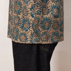 Shirts|Beams Plus Open Collar Shirt - Blue Sun Flower