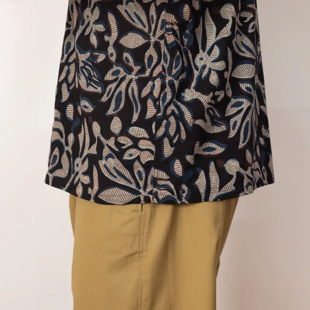 Shirts|Beams Plus Open Collar Shirt - Navy Leaf