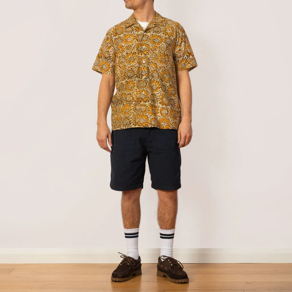 Shirts|Beams Plus Open Collar Shirt - Yellow Sun Flower