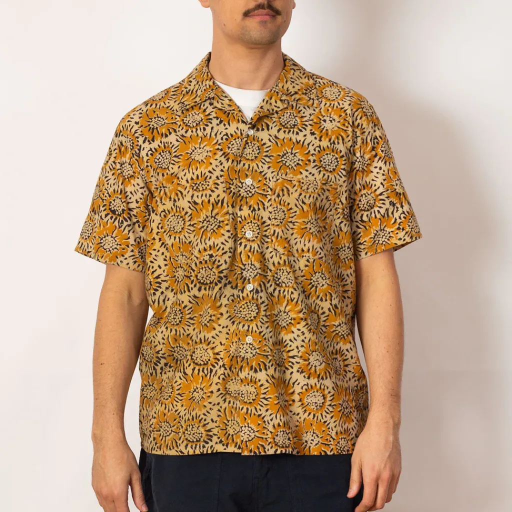 Shirts|Beams Plus Open Collar Shirt - Yellow Sun Flower