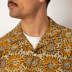 Shirts|Beams Plus Open Collar Shirt - Yellow Sun Flower