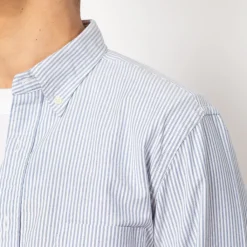 Shirts|Beams Plus Oxford Candy Stripe Shirt - Blue