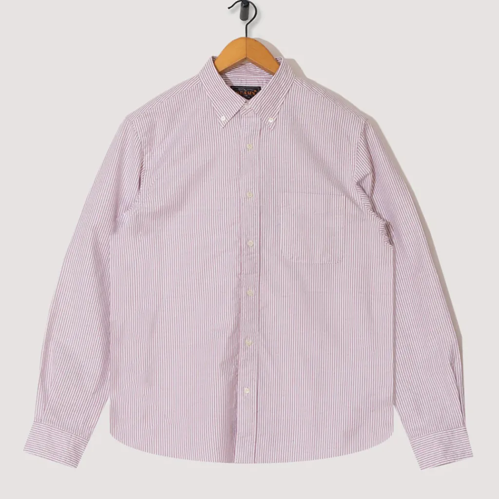 Shirts|Beams Plus Oxford Candy Stripe Shirt - Wine