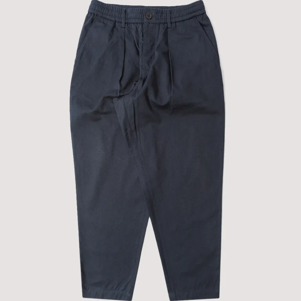 Trousers|Universal Works Pleated Track Pant - Navy Twill