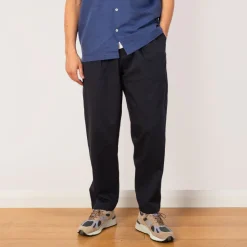 Trousers|Universal Works Pleated Track Pant - Navy Twill