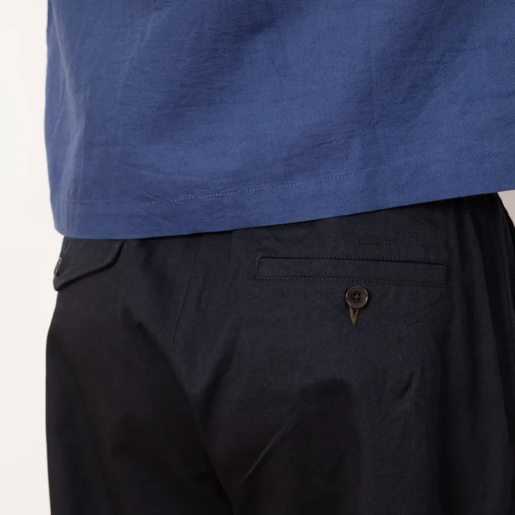 Trousers|Universal Works Pleated Track Pant - Navy Twill