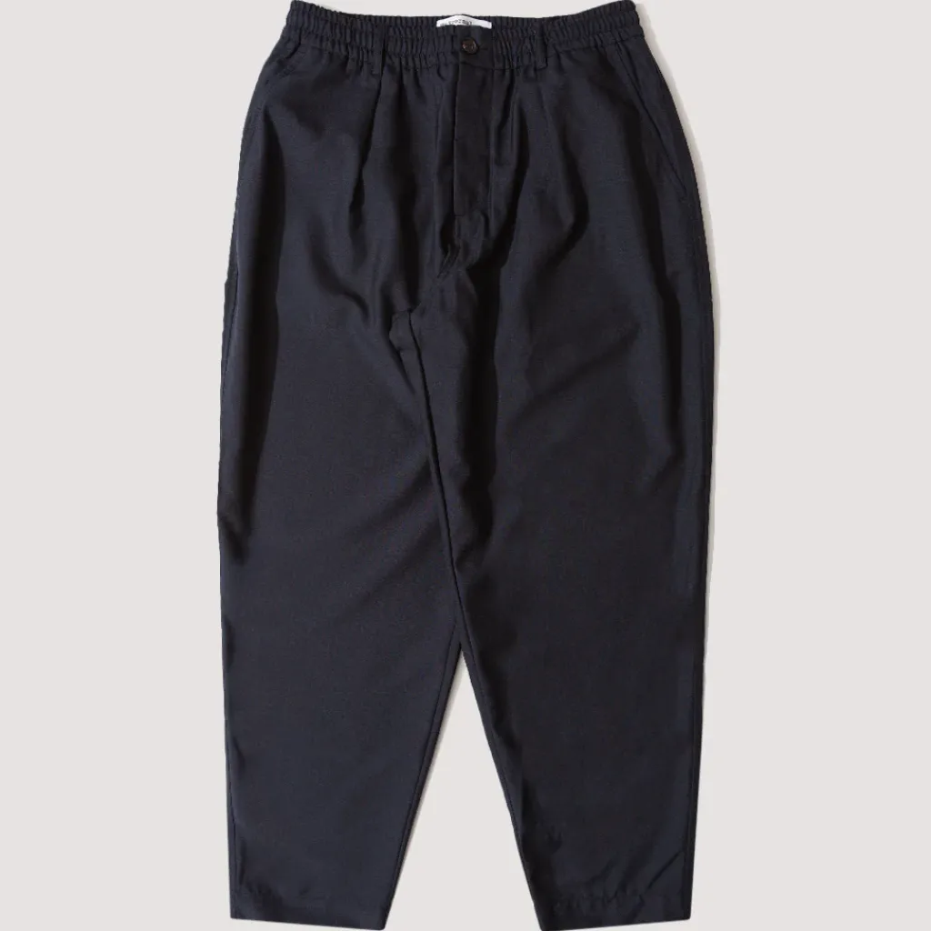 Trousers|Universal Works Pleated Track Pant - Navy Tropical Wool