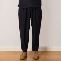 Trousers|Universal Works Pleated Track Pant - Navy Tropical Wool