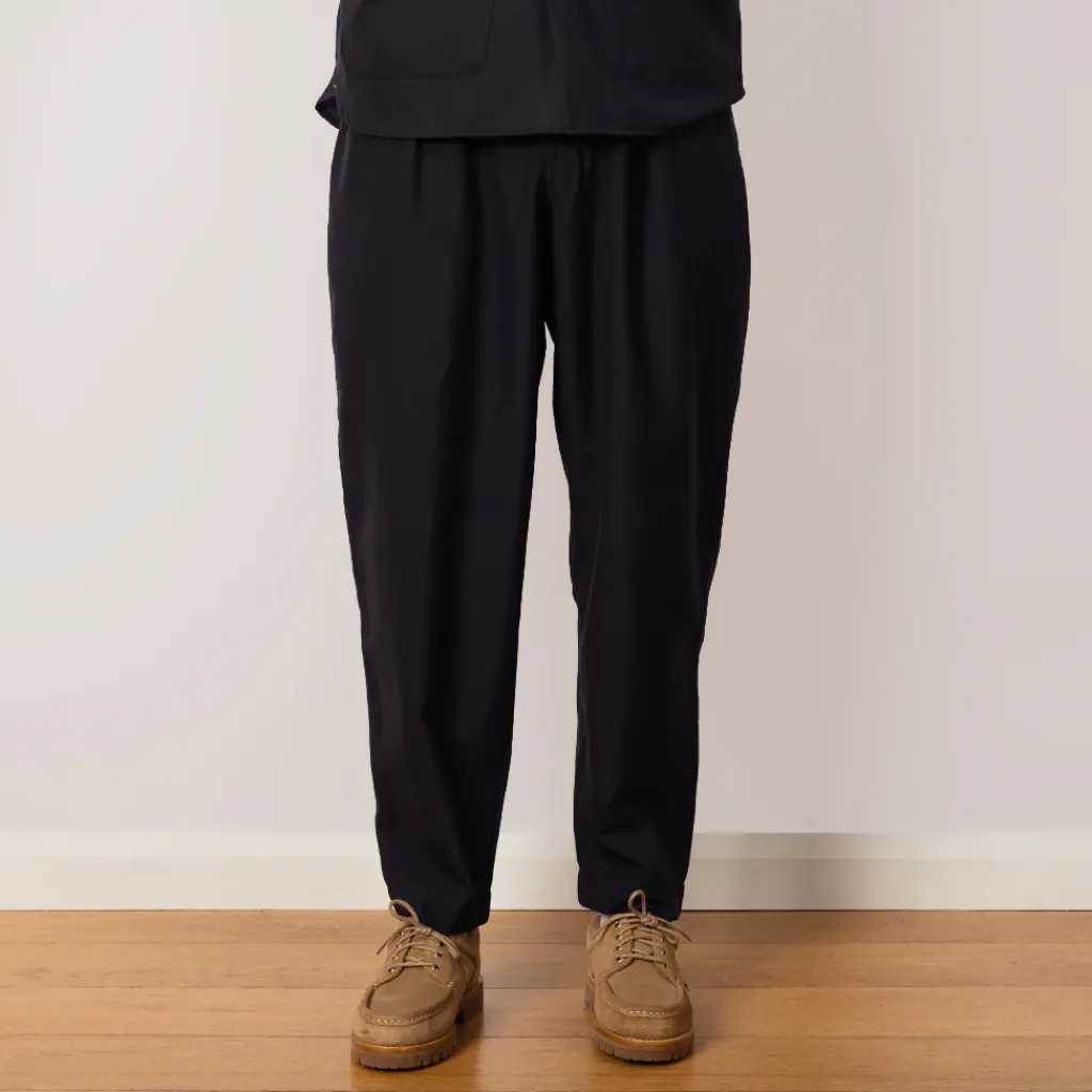 Trousers|Universal Works Pleated Track Pant - Navy Tropical Wool