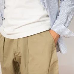 Trousers|Universal Works Pleated Track Pant - Stone Twill