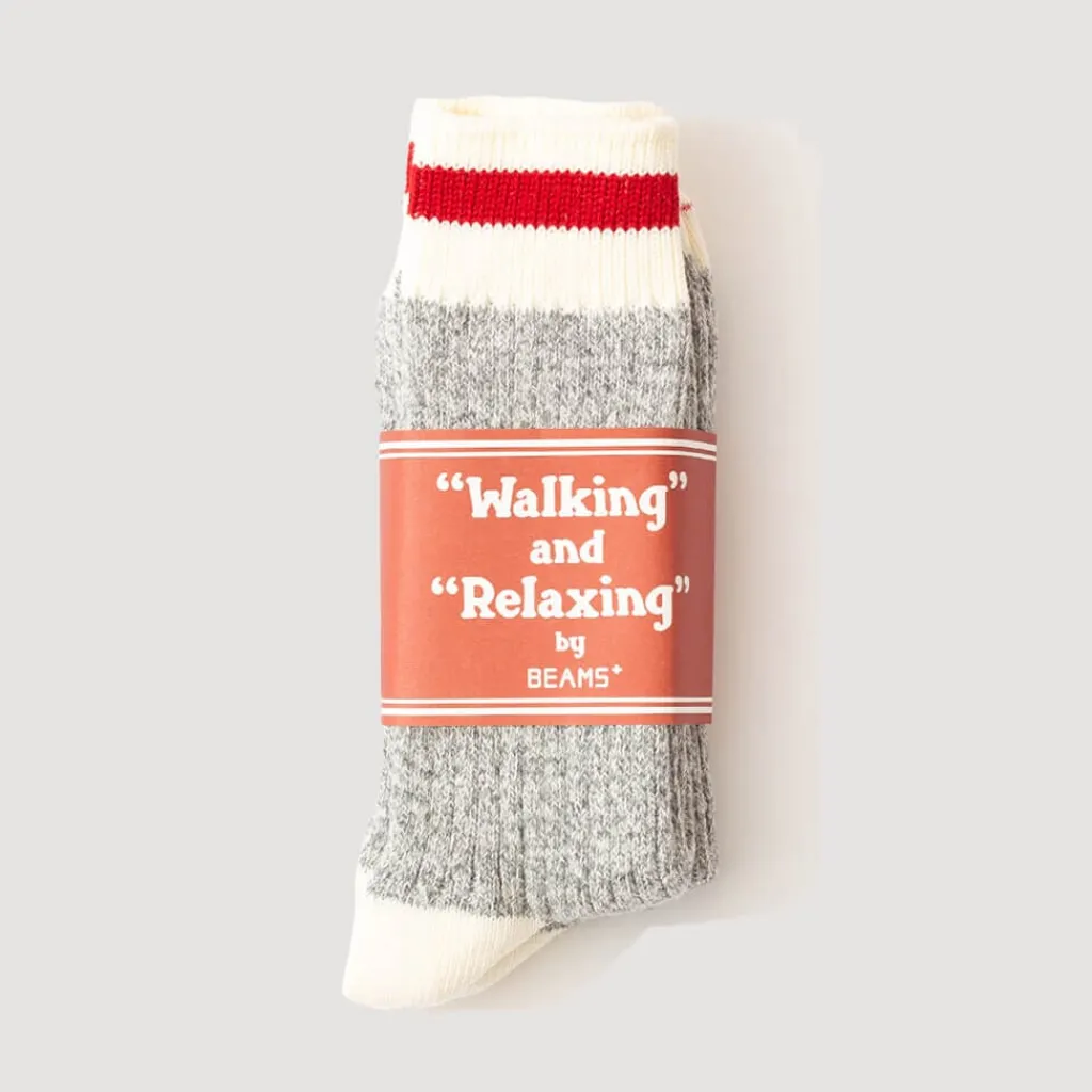 Socks|Beams Plus Ragg Socks 2 Pack - Red Line