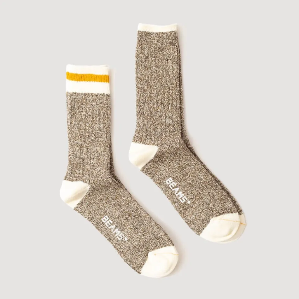 Socks|Beams Plus Ragg Socks 2 Pack - Yellow Line